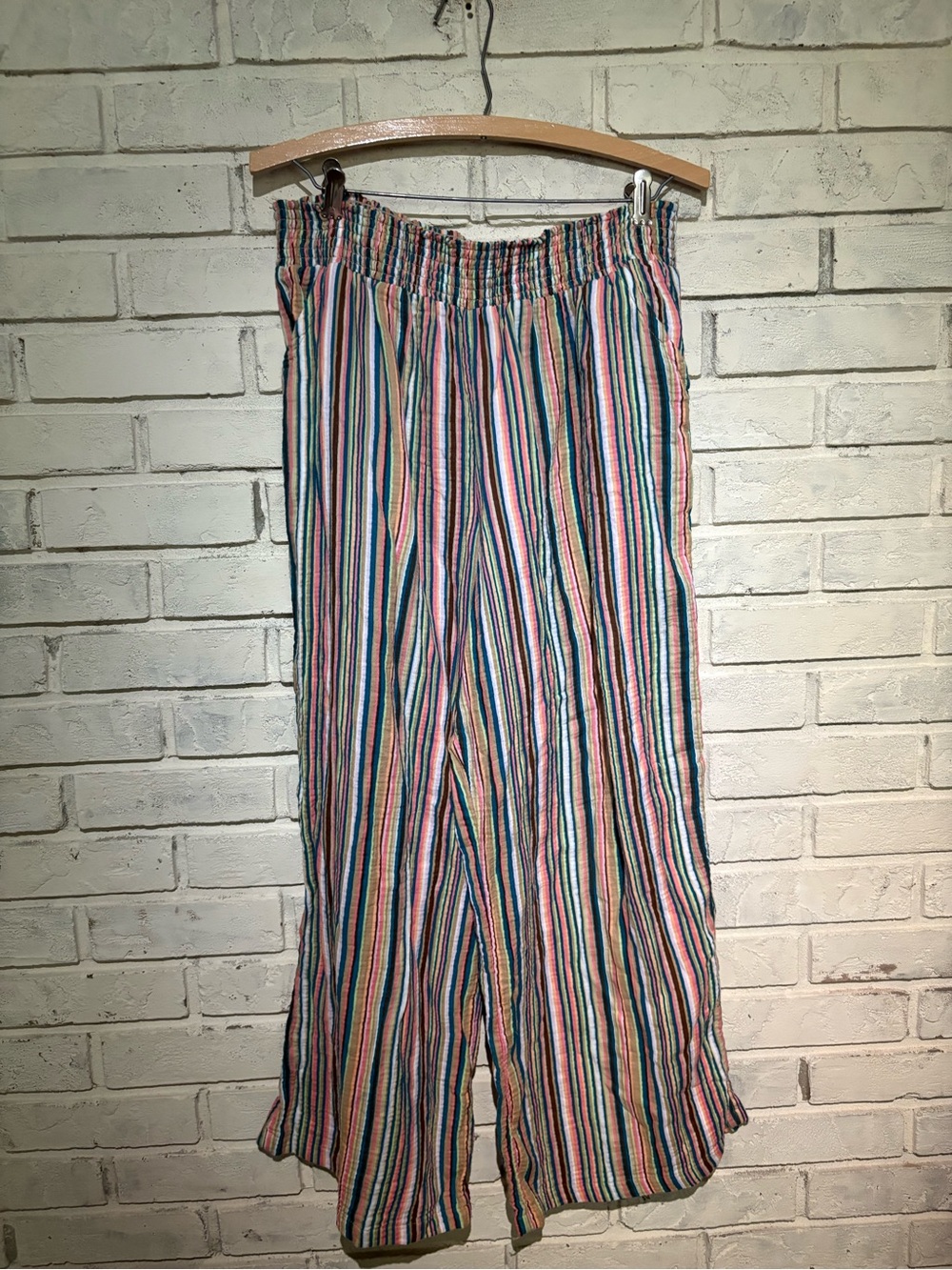 Striped Multicolor womens L Elastic Waist sleep Pants pajamas EUC